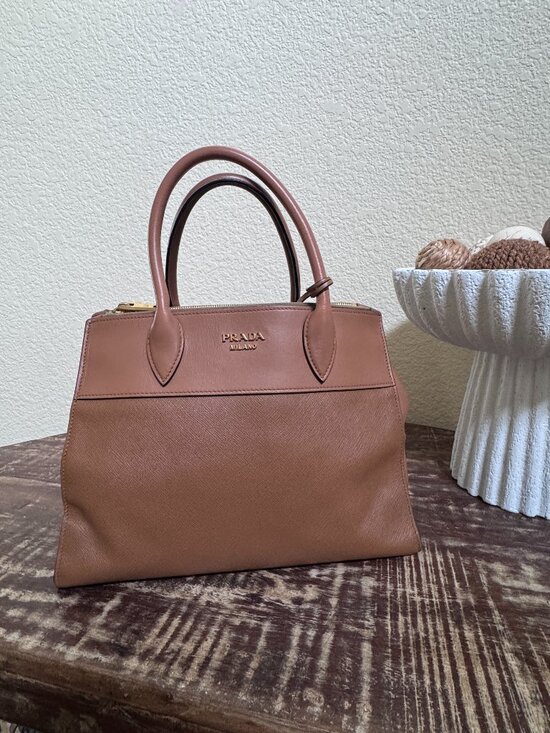 Prada Handbags - Prada Saffiano Leather Brown Tan Satchel Tote Crossbody Bag
